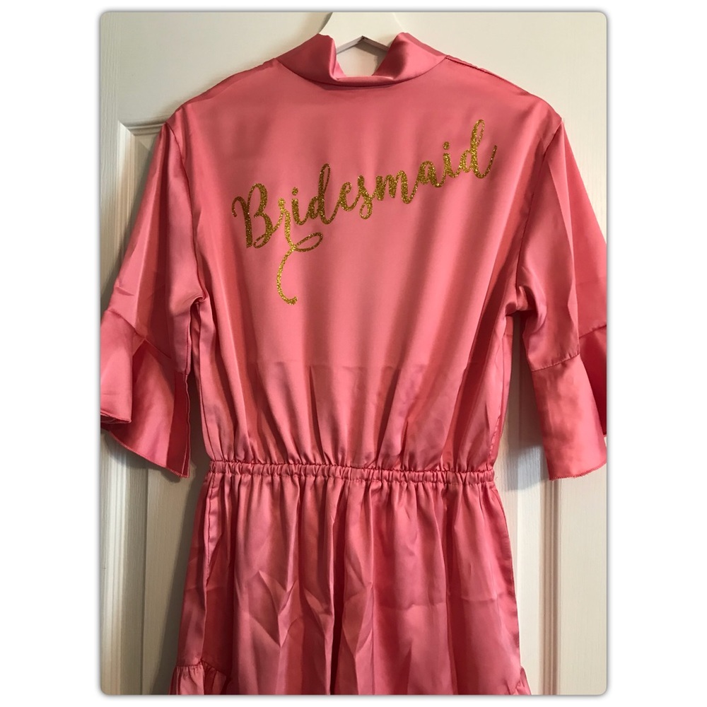 LAST ONE! Pink Coral Ruffle Tie Waist Satin Romper - Picture 6 of 7